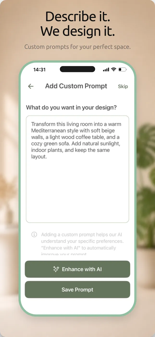 Writing a custom prompt that describes the design you want.